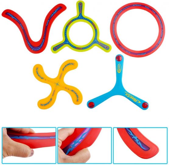 deAO 5 Piece Colourful All Style Returning Boomerang Sports Game Toy for Beginners and Young Throwers - Image 2