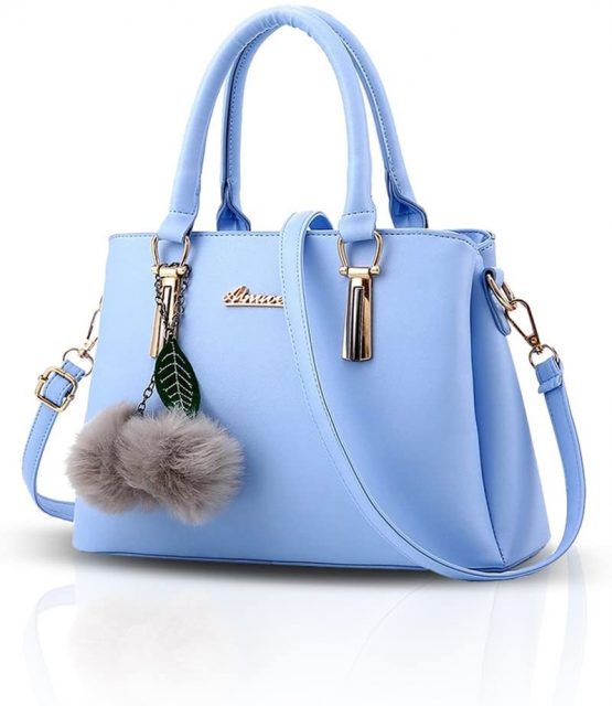 NICOLE&DORIS Handbags for Women Fashion Top-Handle Bags Crossbody Bags Messenger Bags Handbags with Pompom Blue