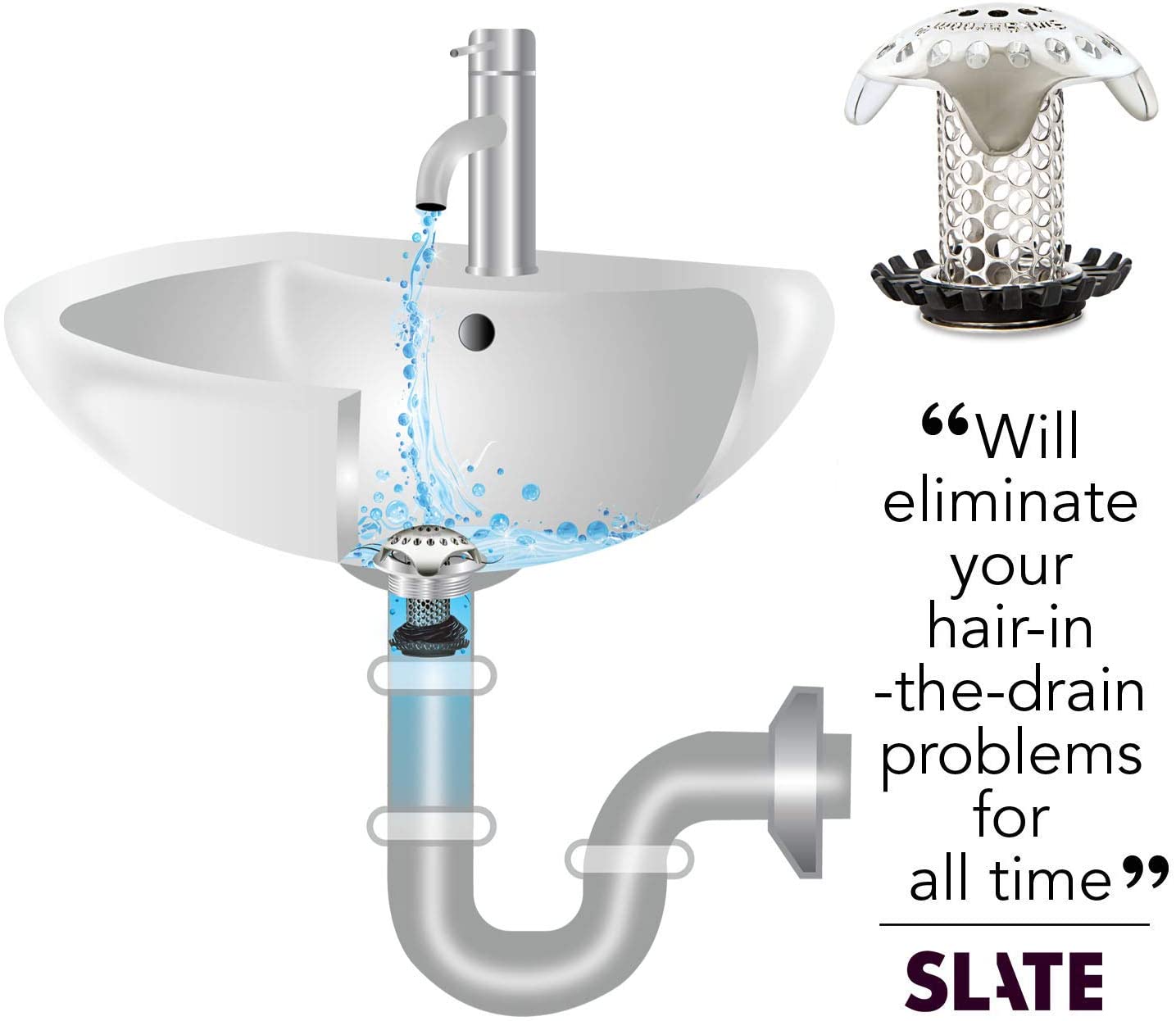 SinkShroom Bathroom Sink Drain Protector Stainless Steel Standard