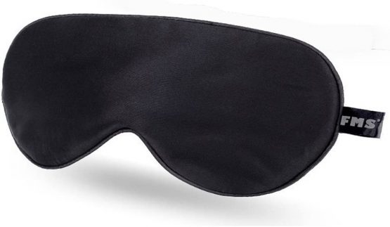 FMS Natural Silk Sleep Mask Blocks Light Completely, Soft Lightweight Eye Mask with Adjustable Strap Best for Travel, Meditation, Shift Work and Daytime Napping (1 Pack, Black)
