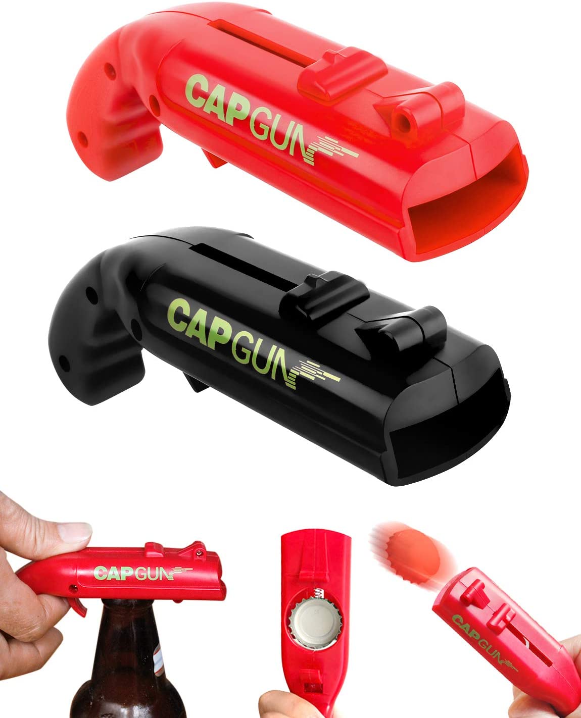 Beer Bottle Opener Cap Gun, Novelty Capgun for Home Bar & Parties, Beer Cap Gun Opener Tool