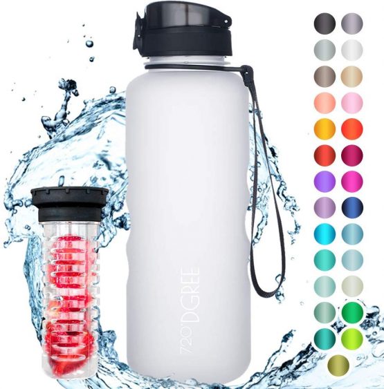 720°DGREE Water Bottle “uberBottle“ +Fruit-Infuser - 350ml, 500ml, 650ml, 1L - BPA-Free Tritan, Leakproof, Reusable - Sports Drinking Bottle for Kids, Gym, Fitness, Outdoor, Cycling, School