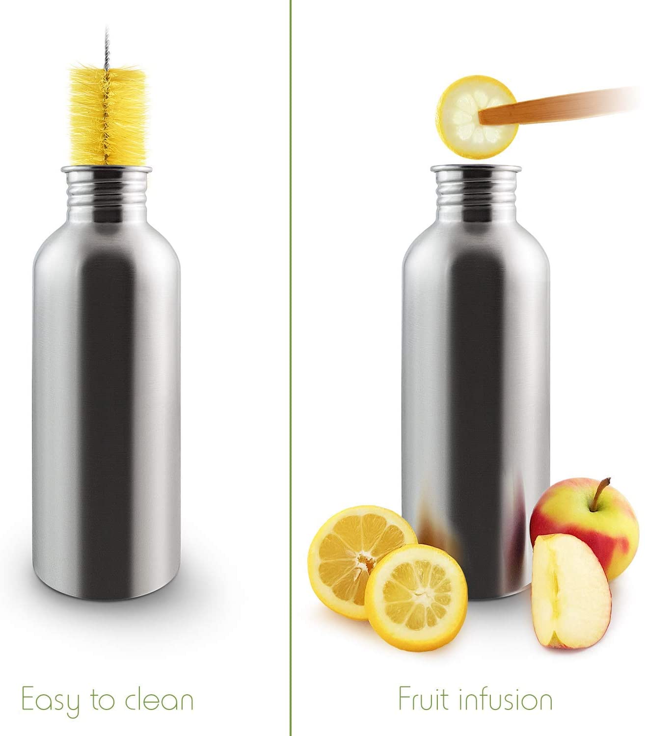 Bambaw Stainless Steel Water Bottle 500 ml, Natural Steel - Image 2
