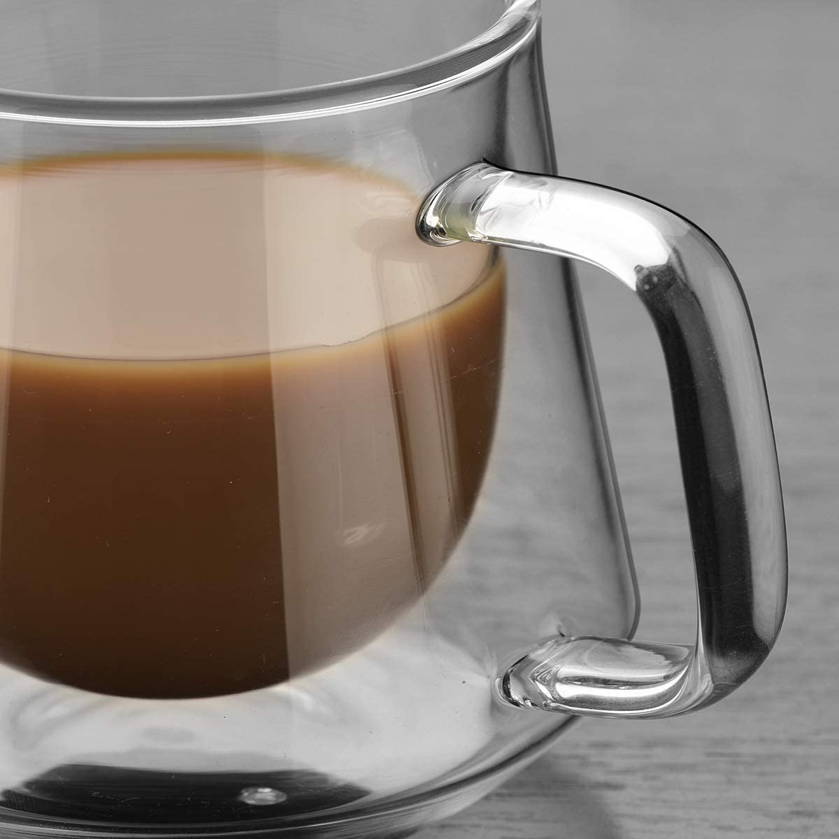 Victoryeu Insulated Coffee Mug 200ml, Double Walled Glass Coffee Cups with Handle, Clear Glass