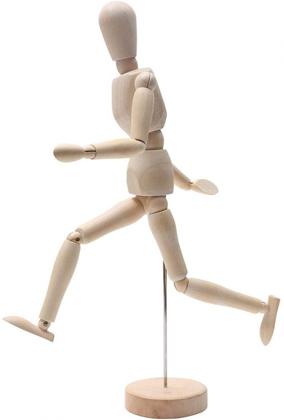 Kurtzy 30.5cm/12 inch Wooden Male & Female Human Body Drawing Mannequins with Stand (2 Pack) - Flexible Joints Artist Manikin Wood Model - Articulated Art Figures for Sketching & Painting - Home Decor - Image 4