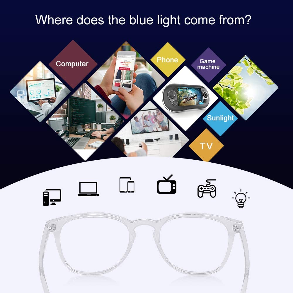 Vimbloom Blue Light Filter Blocking Glasses for Men Women Anti Eye Fatigue Anti Glare Computer Gaming PC Glasses with UV Protection VI387 (Transparent Frame) - Image 4