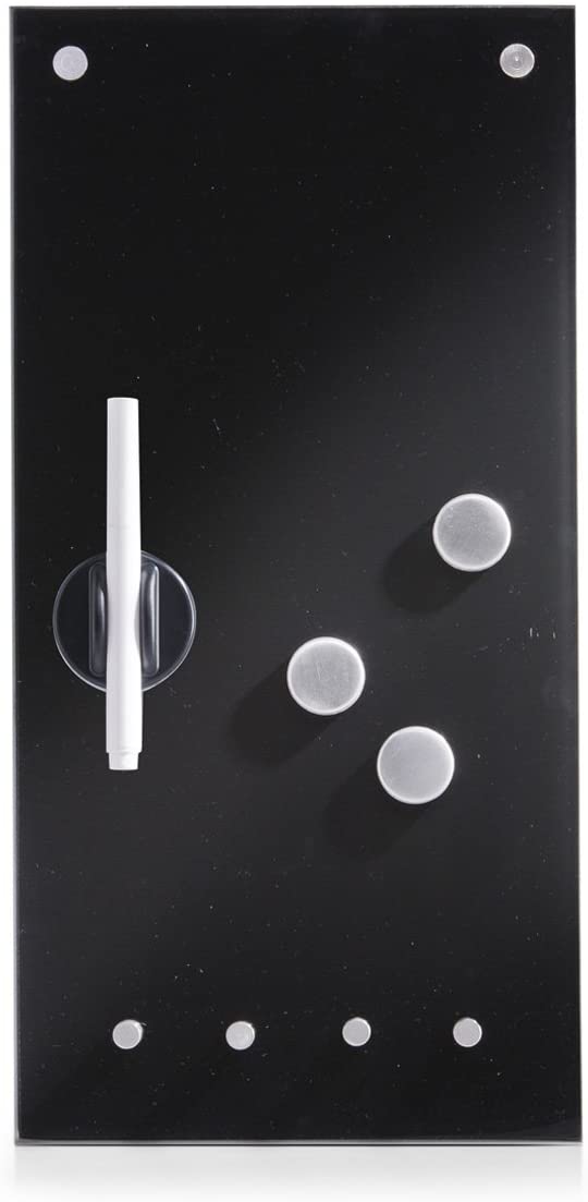 Zeller 11612 Memobord with Hooks Glass 20 x 4 x 40 Black, 20 x 40 cm