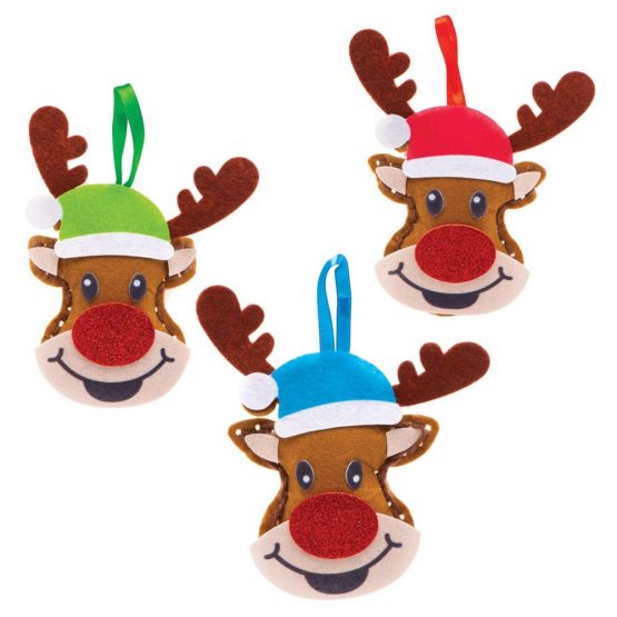 Baker Ross AT181 Reindeer Decoration Sewing Kits-Pack of 3, Christmas Arts and Crafts, Assorted - Image 3