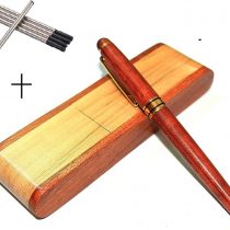 Farsler ECO-Friendly Creative Gel Pen Lead Pen Full Wooden Ballpoint Pen Black 5 Refill Set with Nice Wooden Box Business Gifts New Year Gift (Pen+Refills)