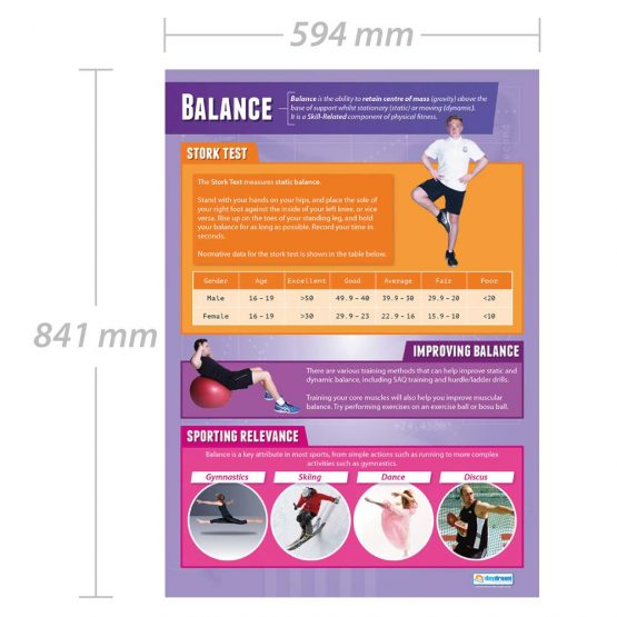 Balance | PE Posters | Laminated Gloss Paper measuring 850mm x 594mm (A1) | Physical Education Charts for the Classroom | Education Charts by Daydream Education - Image 2