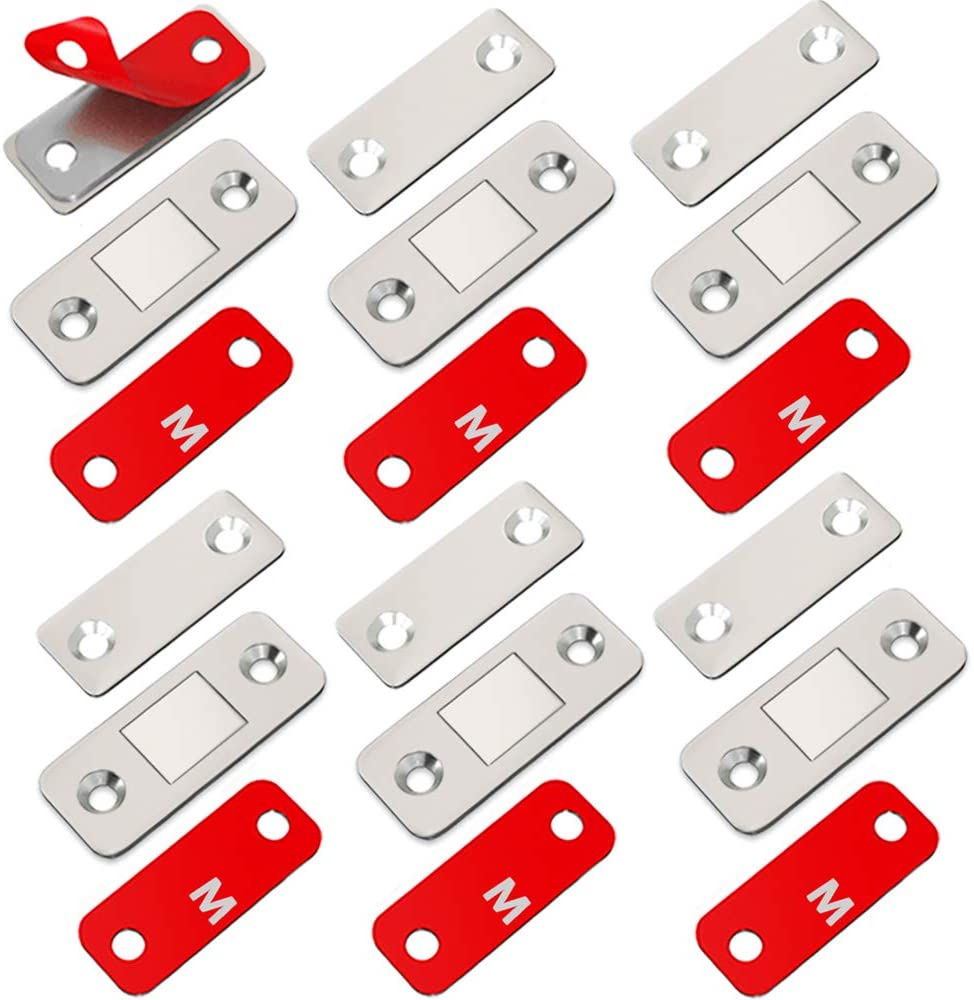 Cabinet Door Magnets Jiayi 6 Pack Ultra Thin Cupboard Magnetic Door Catch Small Drawer Magnet Metal Wardrobe Magnetic Latch Adhesive Magnet for Kitchen Closet Sliding Door Closure