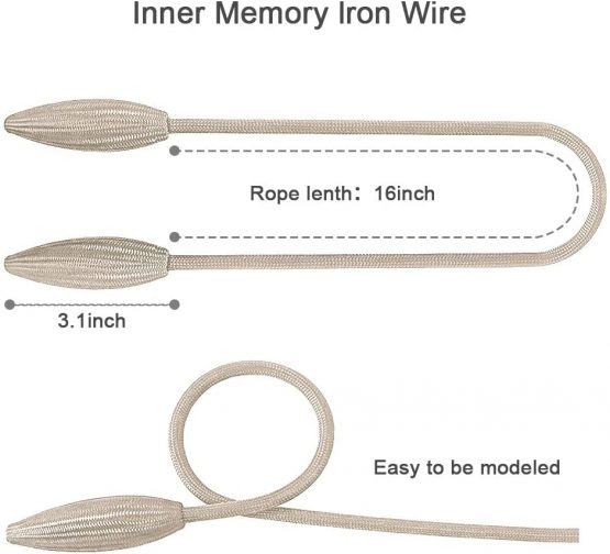 2 Pieces Beige Curtain Tiebacks hooks Hand Knitting Window Holdbacks Holder - DIY Creative Random Modelling European Style Curtain Ropes Drape, Wheat Shape Curtain Clip for Home and Office Decoration - Image 2