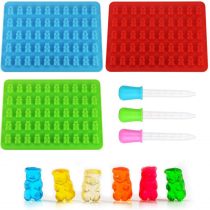 LYTIVAGEN 3 PCS Candy Silicone Moluds without BPA Chocolate Molds with 3 Drippers Ice Cube Mould Gelatin Molds for Baking (3 Colors)