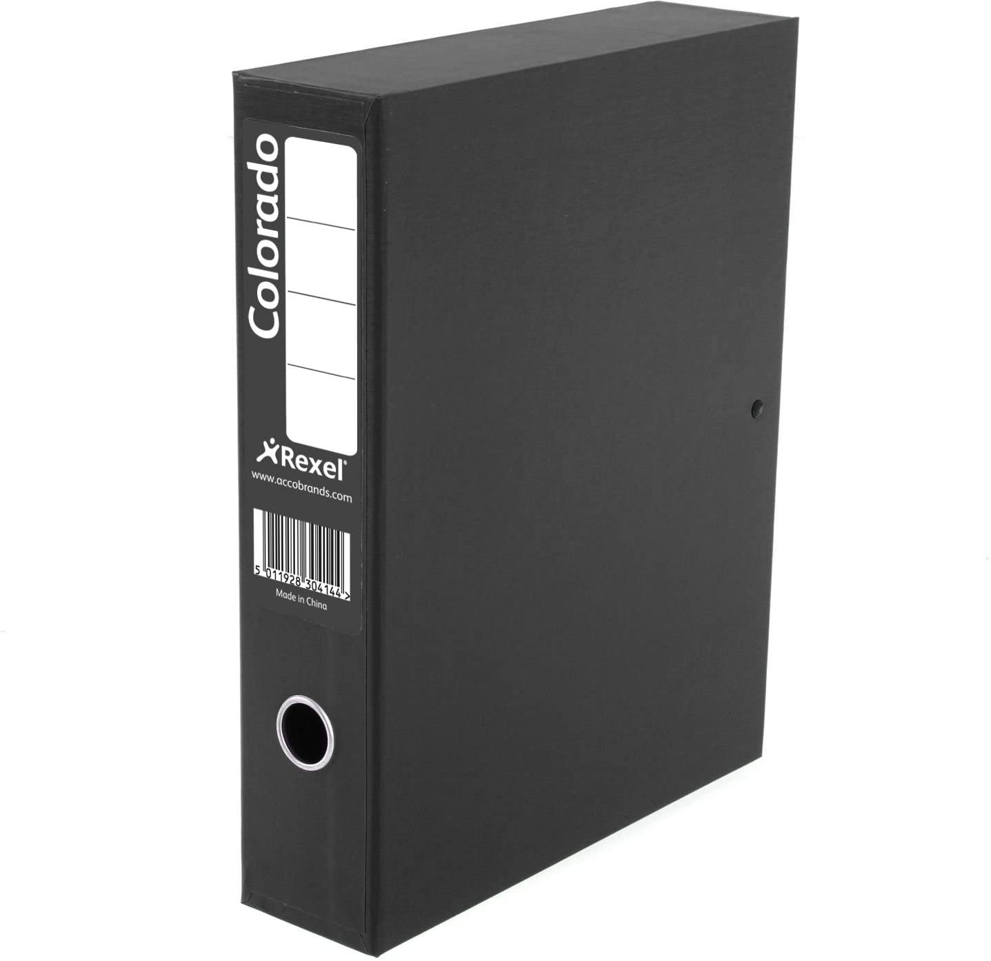 Kensington Rexel Colorado Box Files Foolscap Black,Pack of 5