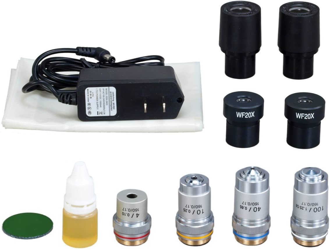 OMAX 40X-2000X Lab Trinocular Biological Compound LED Microscope with Double Layer Mechanical Stage, White - Image 4