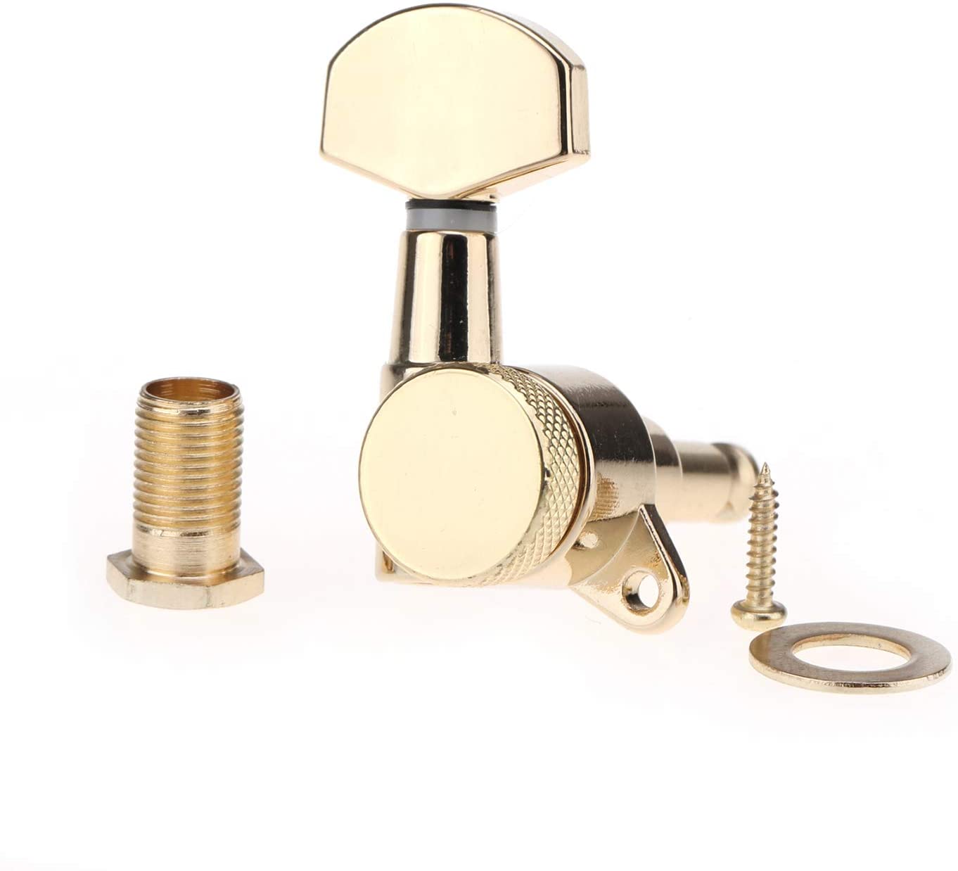 Musiclily Pro 6 in Line Guitar Locking Tuners Guitar Lock String Tuning Pegs Keys Machine Heads Set for Strat Tele Electric Guitar Gold - Image 3