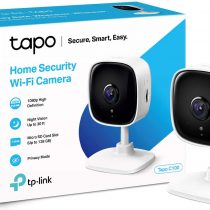 TP-Link Tapo Mini Smart Security Camera, Indoor CCTV, Works with Alexa & Google Home, No Hub Required, 1080p, 2-Way Audio, Night Vision, SD Storage, Device Sharing (Tapo C100)