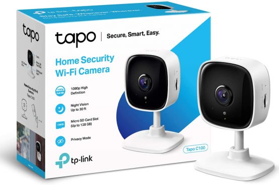 TP-Link Tapo Mini Smart Security Camera, Indoor CCTV, Works with Alexa & Google Home, No Hub Required, 1080p, 2-Way Audio, Night Vision, SD Storage, Device Sharing (Tapo C100)