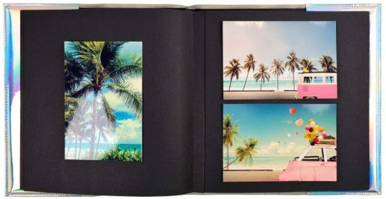 Exacompta Glossy Casebound Photo Album, 25.5 x 26 cm, 30 Black Thick Card Pages, with An Iridescent Rainbow Metallic Cover, Holds Up to 60 Photos 2 Per Page - Image 3