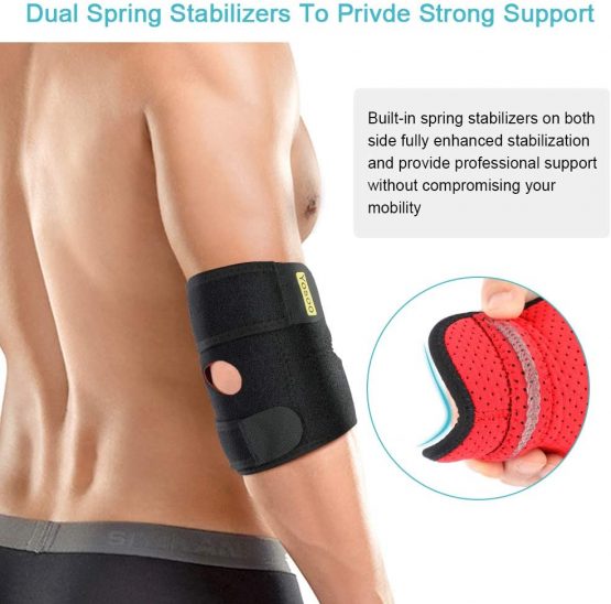 Elbow Brace for Tendonitis, Adjustable Elbow Support with Dual-Spring Stabiliser, Breathable Elbow Strap for Golfers Elbow, Tennis Elbow, Arthritis, Sports Injury and Provides Support - Image 2