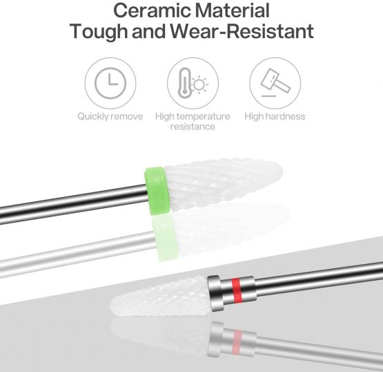 MAQUITA 7 Pieces Ceramic Nail Mill Bits Professional Remove Gel Acrylic Cuticle Diamond Tungsten Carbide Nail Drill Tools for Manicure Pedicure Home Use Great Gift (White) - Image 2