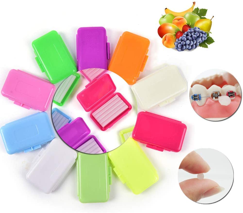 Angzhili 50 Pcs Dental Orthodontic Wax Relief Wax 10 Boxes Sticks Mutiple Scents Fresh Mouth for