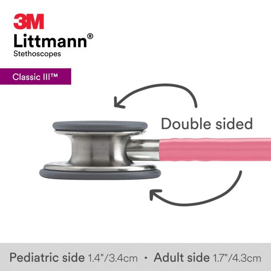 3M Littmann Classic III Monitoring Stethoscope, Pearl Pink Tube, 69 cm, 5633 - Image 4