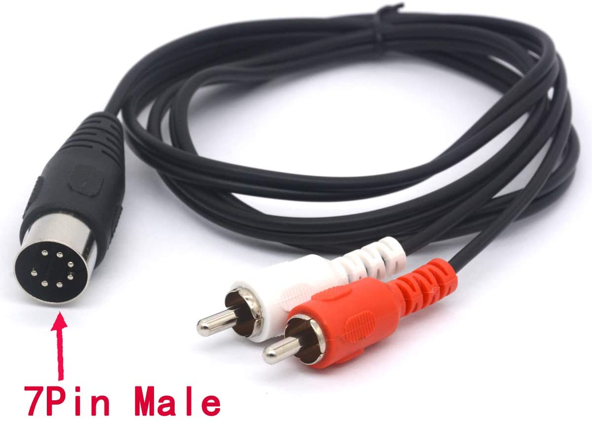 OpenII 7 Pin DIN Male to Dual RCA Male Cable Audio Adapter Lead Connects CD player, DVD, Phono, LD AUX Port to Bang Olufsen (1 meter)
