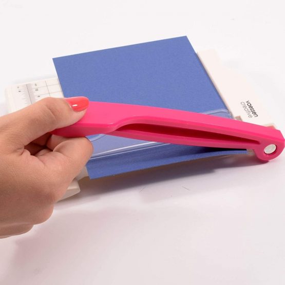 Vaessen Creative Mini Guillotine Paper Cutter, White/Pink, 4 x 6 inches - Image 4