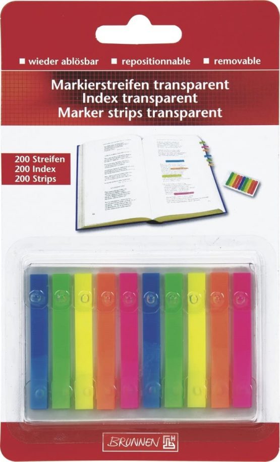 Brunnen 1055886 Index tabs (neon Transparent, Residue-Free, Removable, 200 Index tabs)