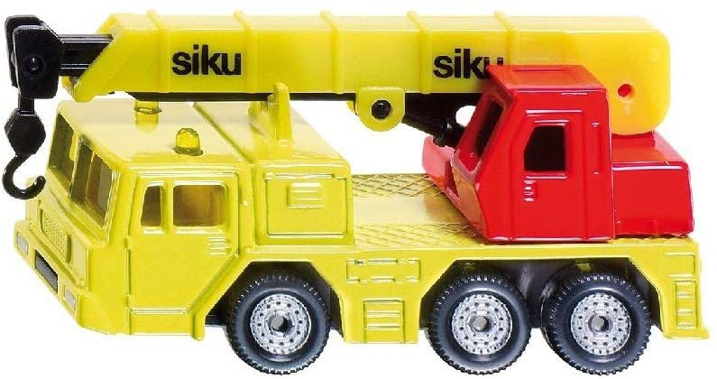 siku 1326, Hydraulic Crane Lorry, Metal,Plastic, Yellow,Red, Liftable crane arm, Yellow/Red, 7.6 x 2.8 x 3.7 cm