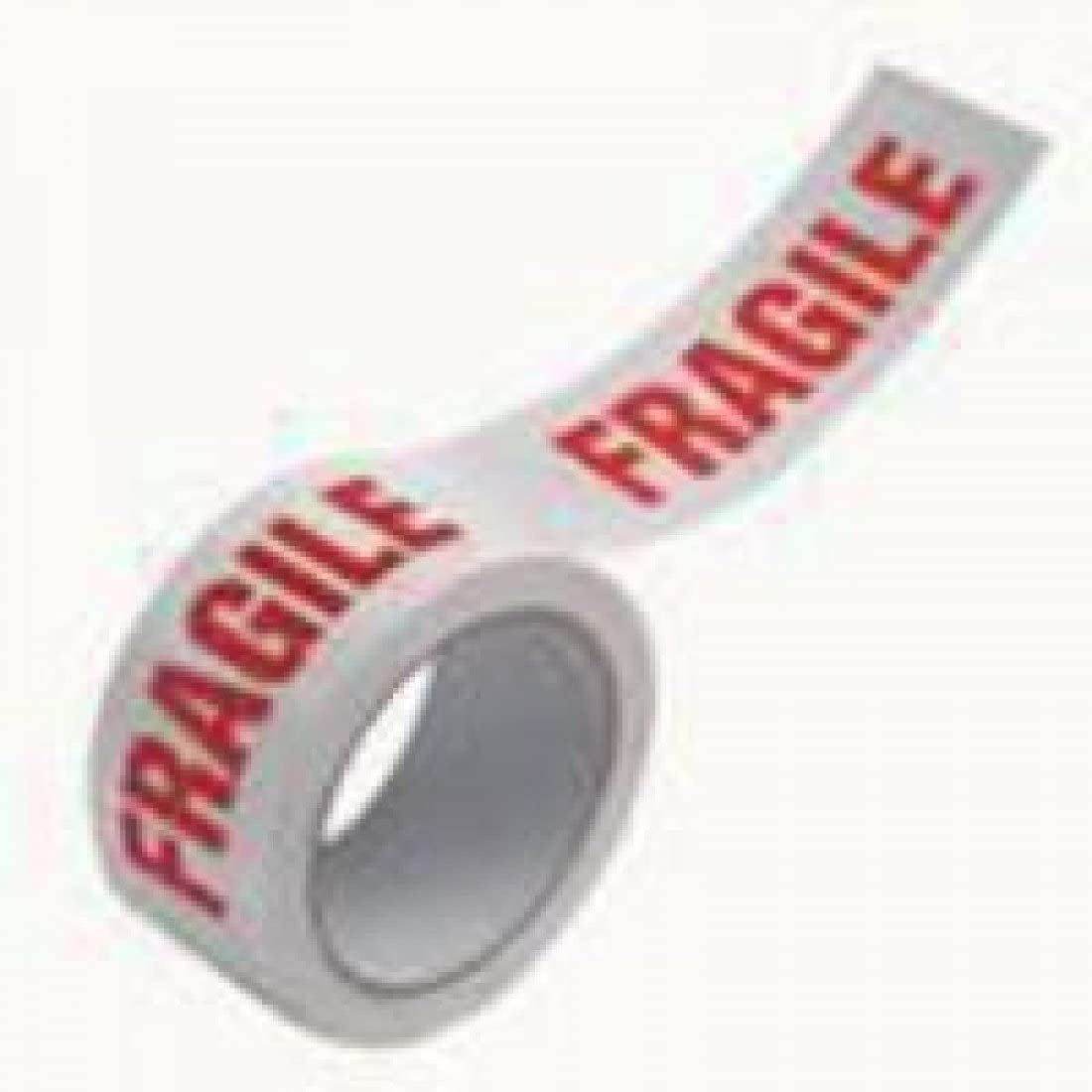 Ambassador 50mm x 66m Printed Fragile Vinyl Tape - White/Red, White,Red