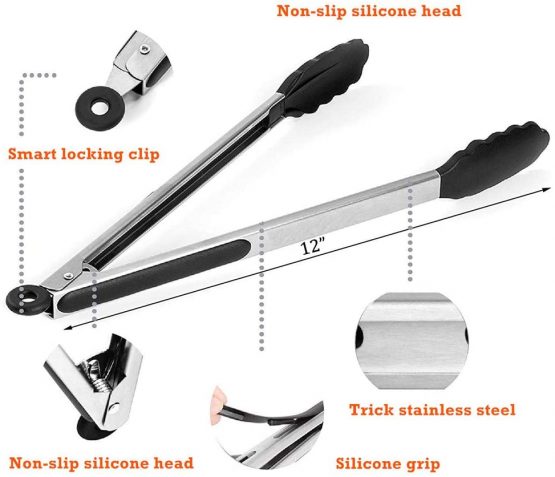 HENSHOW Kitchen Tongs Set of 3, 7”,9” and 12” Premium Stainless Steel Cooking Tongs, Non Stick and Heat Resistant Handle, Silicone Tongs for Cooking, Serving, Barbecue, Buffet, Salad, Ice, Oven - Image 2