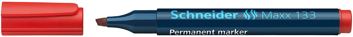 Schneider 133 Permanent Marker Chisel Tip - Red (Pack Of 10), Black, 1 count (Pack of 10)