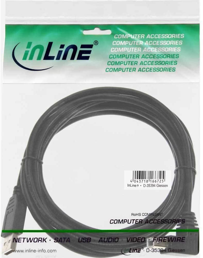 InLine 34503U 0.3 m USB A USB B Male to Male Black USB Cable (0.3 m, USB A, USB B, 2.0, Black), 0.3 meters - Image 2