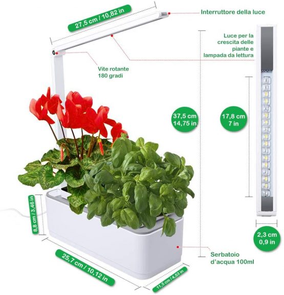 amzWOW Smart Garden hydroponics growing kits compatible with any seed - Smart Indoor Gardening System with LED Plant Grow Light - grow kit - indoor herb garden - dimensions 28.5 x 11.7 x 37 cm - Image 2