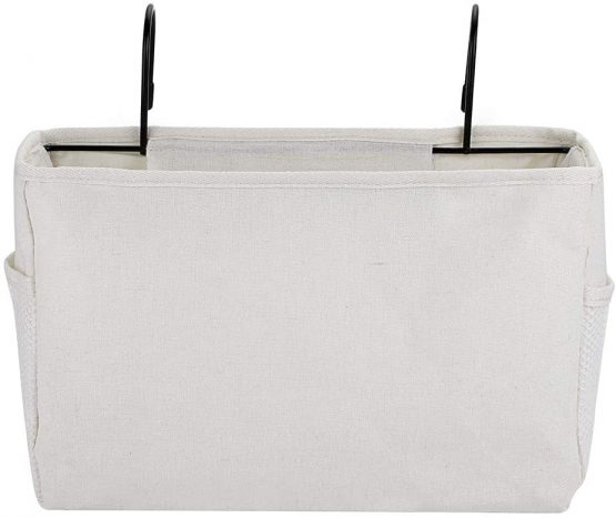 SUMNACON Bedside Hanging Storage Bed Pockets Baskets Dormitory Bed Organiser Caddy Desktop Storage Rack for Home Office School Dorm Room Bunk Bed (White) - Image 3