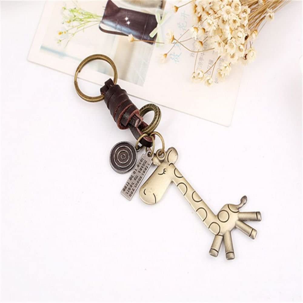 Deesos Keychain Key Ring Classic Vintage Style Cute Giraffe Cartoon Keychain For Bag Key Lock Wallet Party Bag Gift Giraffe - Image 3