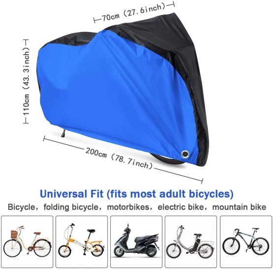 YTBUBOR Waterproof XL Bicycle Cover, Outside Bikes Storage Covers Rain Sun UV Dust Wind Proof Mountain Bicycle Covers Road Electric Bike Cover Hybrid Bike Cover, Black & Silvery - Image 2