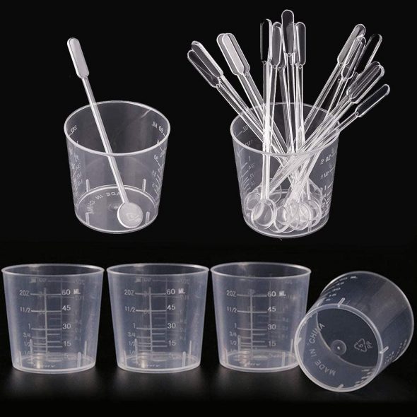 30 Pack 60ml Plastic Mixing Cup Measuring Cups Clear Graduated Cups