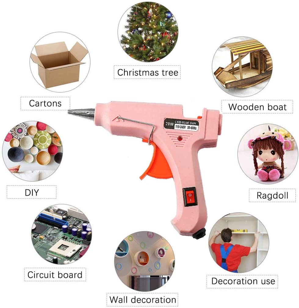 Hot Glue Gun, Heats Up Quickly 20W Mini Heating Hot Include 60 Pieces Glitter Hot Glue Colored Gun Sticks - Image 4