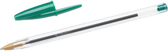BIC Cristal Original Ballpoint Pens, Medium Point (1.0mm), Every-Day Writing Pens With Clear Barrel, Green, Box Of 50 - Image 3