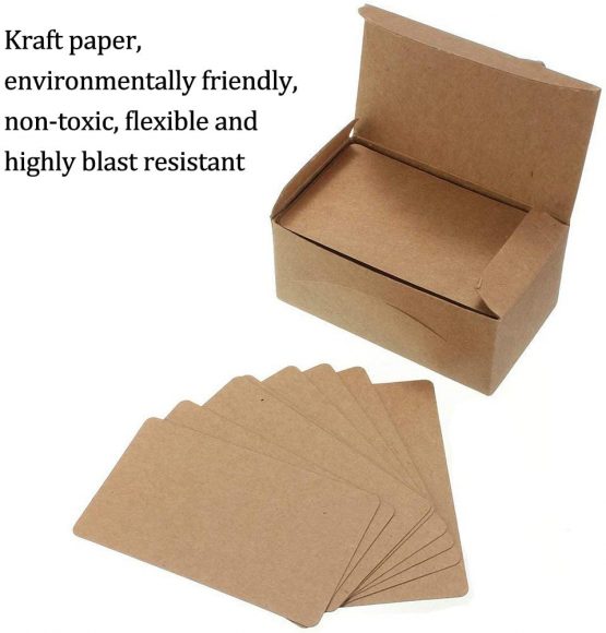 300 PCS Blank Craft Paper Kraft Cards Business Card, for DIY Graffiti Small Notepads Memo Business Cards Christmas Day Valentine's Day DIY Gift Card Brown + White, 8 * 4.5CM - Image 3