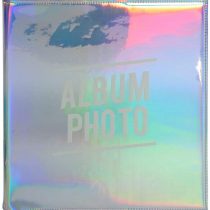 Exacompta Glossy Casebound Photo Album, 25.5 x 26 cm, 30 Black Thick Card Pages, with An Iridescent Rainbow Metallic Cover, Holds Up to 60 Photos 2 Per Page