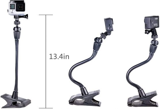 Smatree® Adjustable JAWS Flex Clamp Mount with 13.4 inch Gooseneck Extension for GoPro Hero 2018/Hero7/Hero6, 5.4, 3+, 3, Session/for Compact Cameras (1/4 inch Thread) - Image 4