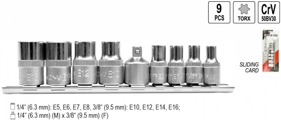 Yato yt-0520 - Torx Sockets of C.V. 9pcs e5-e16, Variety pack