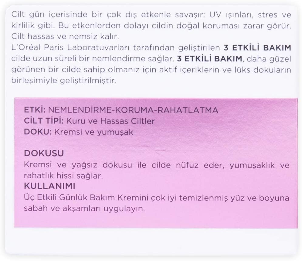 L'Oréal Paris Triple Active Day 24H Hydrating Moisturiser, Sensitive. Hydrate and Protect Sensitive and Dry Skin - Image 3