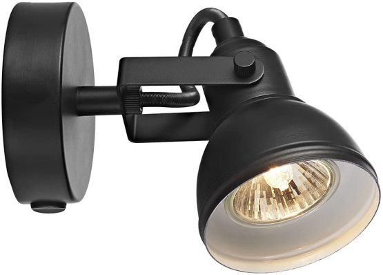Unique Industrial Designed Matt Black Switched Wall Spot Light by Happy Homewares