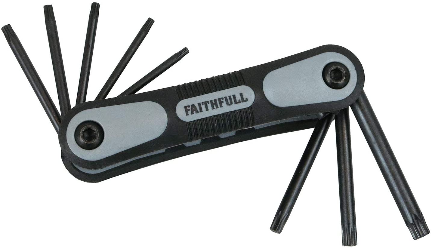 Faithfull TKSF8 Folding (Torx ) Star Key Set (8 Pieces), Black