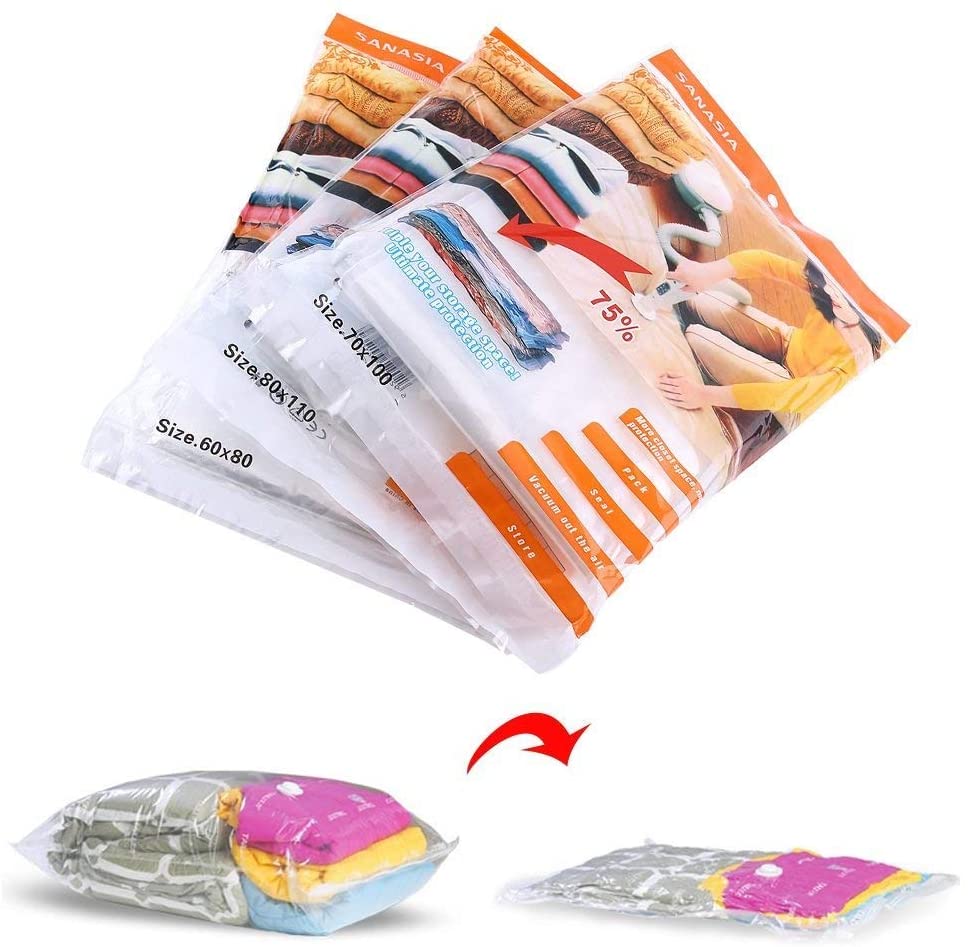 Yosoo Pack Of 5 Vacuum Compressed Storage Bags Transparent Household Space Saver Bags Storing Clothing Duvets Bedding Pillows Curtains (Size : 80 * 110cm) - Image 3